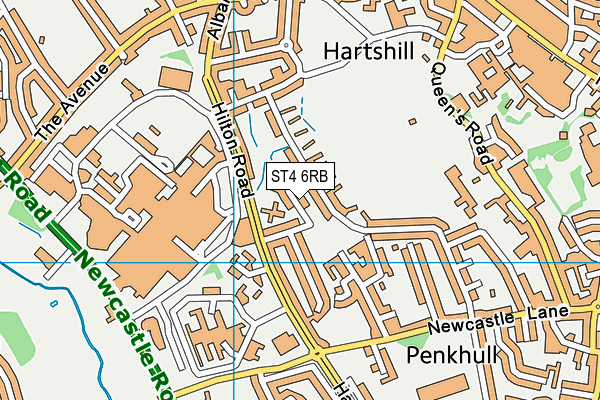 ST4 6RB map - OS VectorMap District (Ordnance Survey)