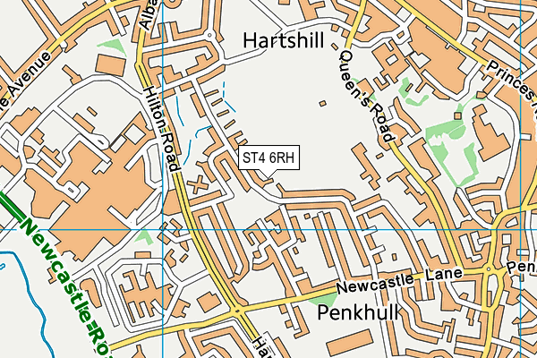 ST4 6RH map - OS VectorMap District (Ordnance Survey)