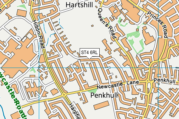 ST4 6RL map - OS VectorMap District (Ordnance Survey)