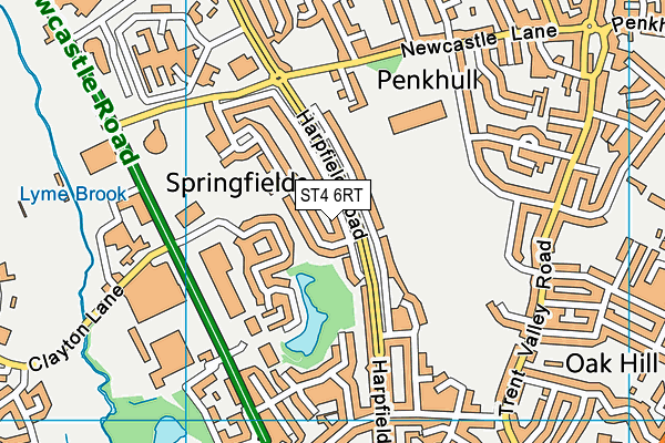 ST4 6RT map - OS VectorMap District (Ordnance Survey)