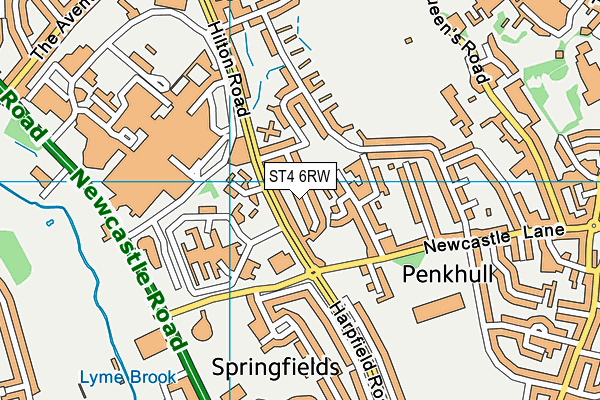 ST4 6RW map - OS VectorMap District (Ordnance Survey)