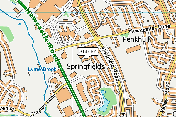 ST4 6RY map - OS VectorMap District (Ordnance Survey)
