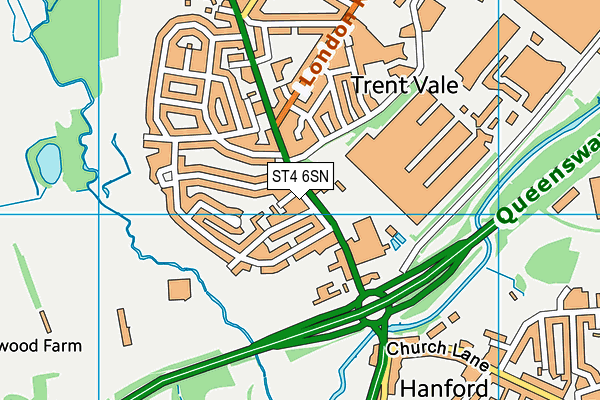 ST4 6SN map - OS VectorMap District (Ordnance Survey)
