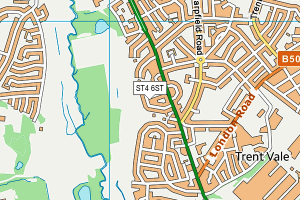 ST4 6ST map - OS VectorMap District (Ordnance Survey)