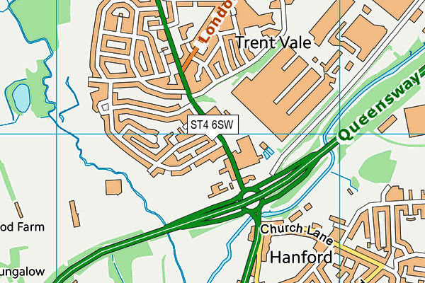 ST4 6SW map - OS VectorMap District (Ordnance Survey)