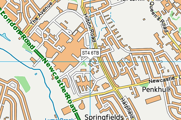 ST4 6TB map - OS VectorMap District (Ordnance Survey)