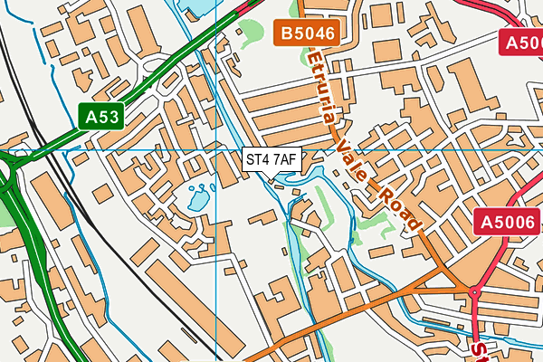 ST4 7AF map - OS VectorMap District (Ordnance Survey)