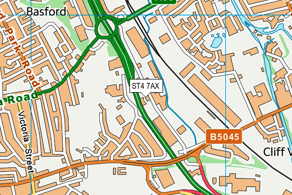 ST4 7AX map - OS VectorMap District (Ordnance Survey)
