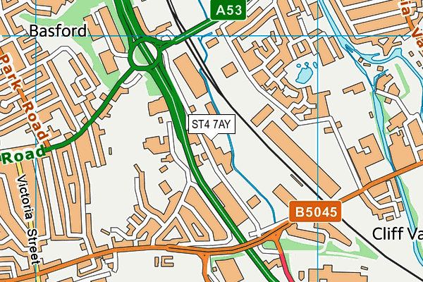 ST4 7AY map - OS VectorMap District (Ordnance Survey)