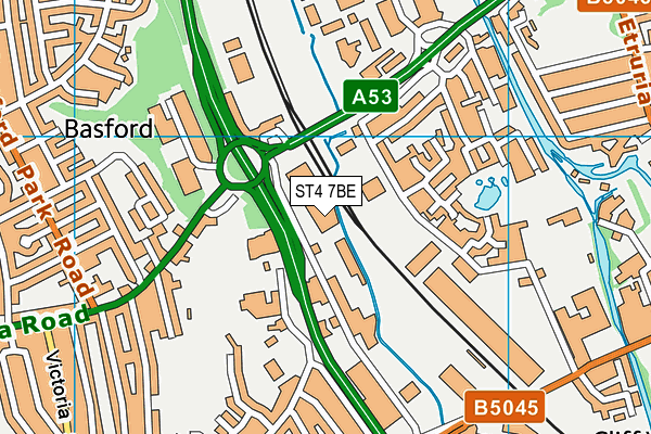 ST4 7BE map - OS VectorMap District (Ordnance Survey)