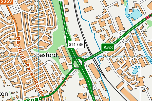 ST4 7BH map - OS VectorMap District (Ordnance Survey)
