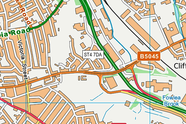 ST4 7DA map - OS VectorMap District (Ordnance Survey)