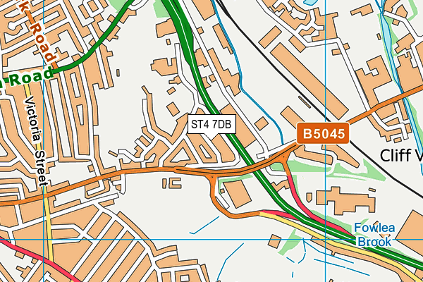ST4 7DB map - OS VectorMap District (Ordnance Survey)