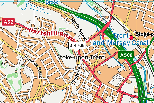 ST4 7GE map - OS VectorMap District (Ordnance Survey)