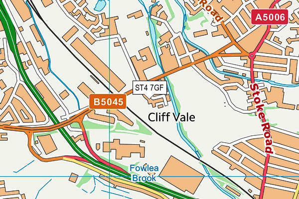 ST4 7GF map - OS VectorMap District (Ordnance Survey)