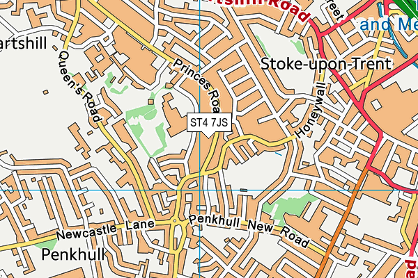 ST4 7JS map - OS VectorMap District (Ordnance Survey)