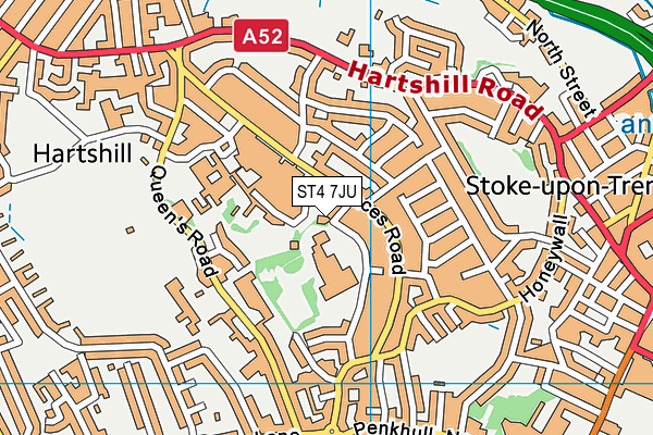 ST4 7JU map - OS VectorMap District (Ordnance Survey)
