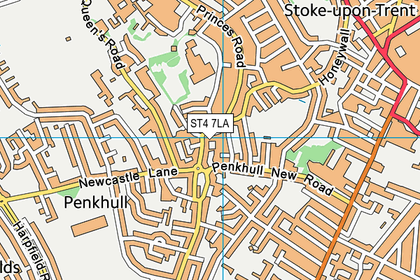 ST4 7LA map - OS VectorMap District (Ordnance Survey)