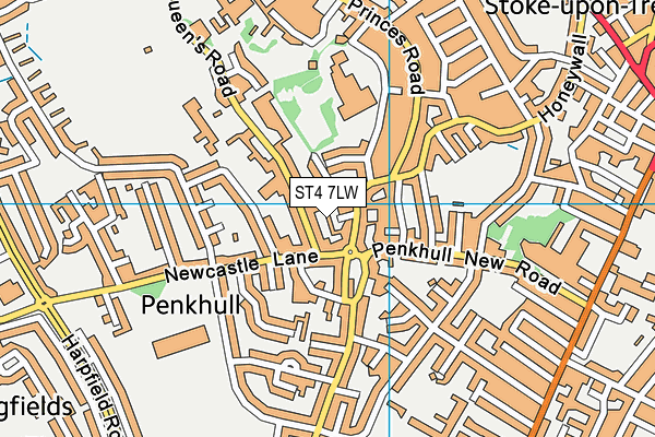 ST4 7LW map - OS VectorMap District (Ordnance Survey)