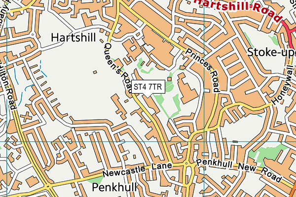 ST4 7TR map - OS VectorMap District (Ordnance Survey)