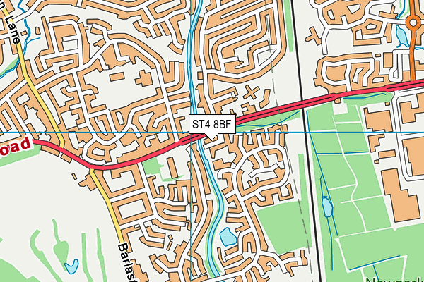 ST4 8BF map - OS VectorMap District (Ordnance Survey)