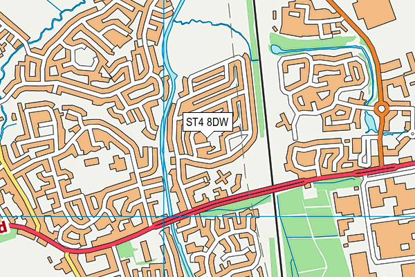 ST4 8DW map - OS VectorMap District (Ordnance Survey)