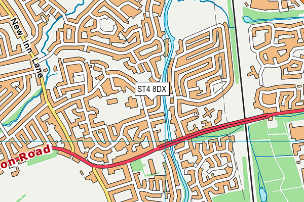ST4 8DX map - OS VectorMap District (Ordnance Survey)