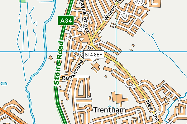 Priory CofE Primary School map (ST4 8EF) - OS VectorMap District (Ordnance Survey)