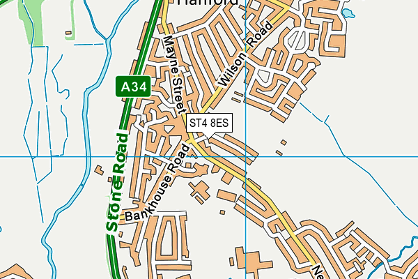 ST4 8ES map - OS VectorMap District (Ordnance Survey)