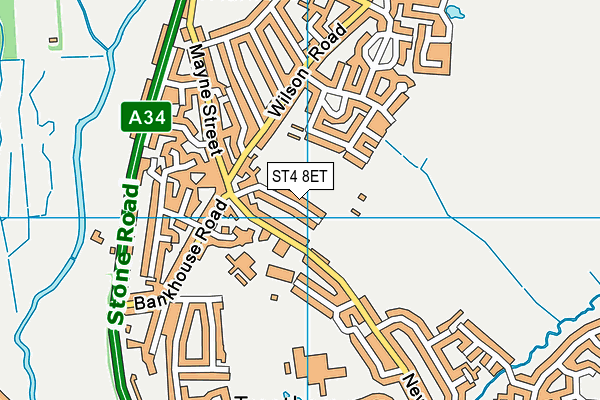 ST4 8ET map - OS VectorMap District (Ordnance Survey)