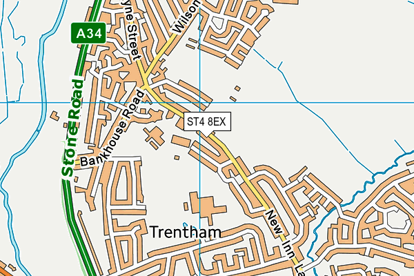 ST4 8EX map - OS VectorMap District (Ordnance Survey)