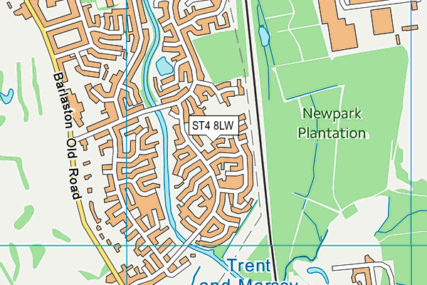 ST4 8LW map - OS VectorMap District (Ordnance Survey)