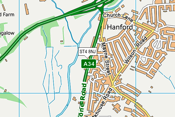 ST4 8NJ map - OS VectorMap District (Ordnance Survey)
