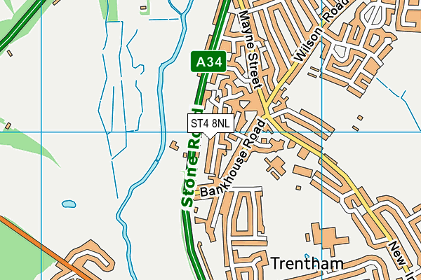 ST4 8NL map - OS VectorMap District (Ordnance Survey)