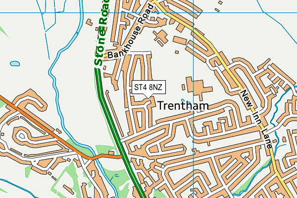 ST4 8NZ map - OS VectorMap District (Ordnance Survey)