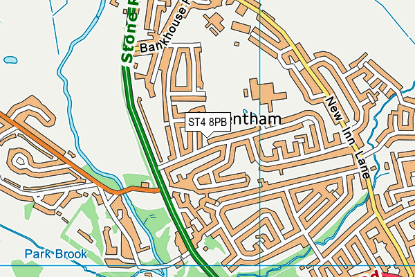 ST4 8PB map - OS VectorMap District (Ordnance Survey)