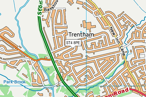ST4 8PE map - OS VectorMap District (Ordnance Survey)