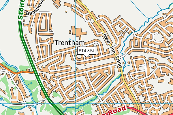 ST4 8PJ map - OS VectorMap District (Ordnance Survey)