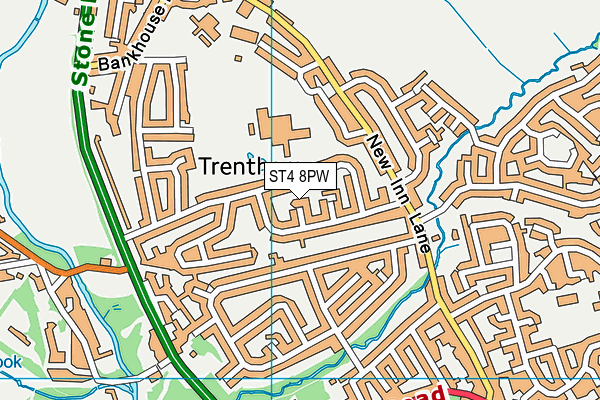 ST4 8PW map - OS VectorMap District (Ordnance Survey)