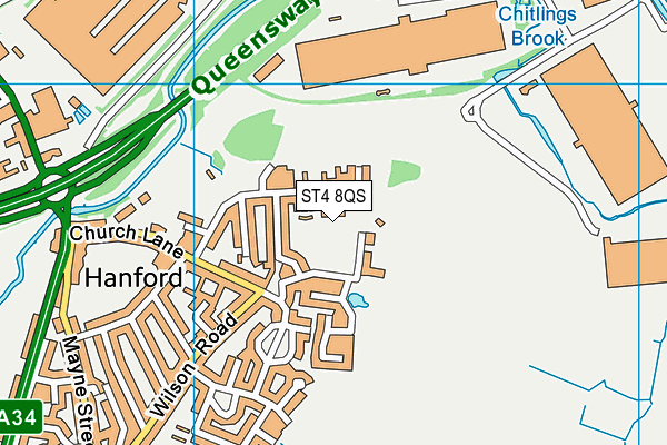 ST4 8QS map - OS VectorMap District (Ordnance Survey)