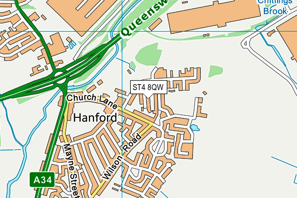 ST4 8QW map - OS VectorMap District (Ordnance Survey)