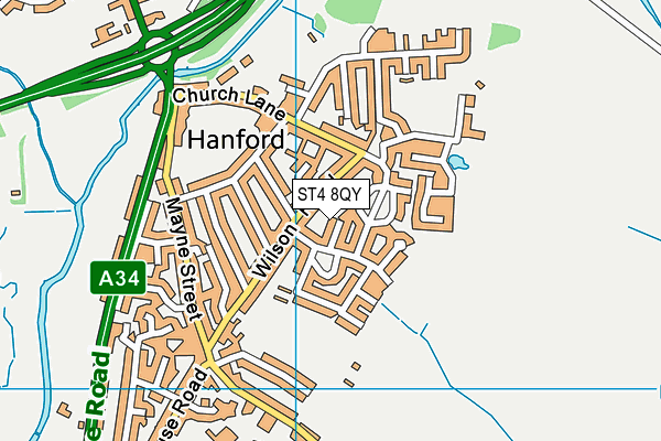 ST4 8QY map - OS VectorMap District (Ordnance Survey)