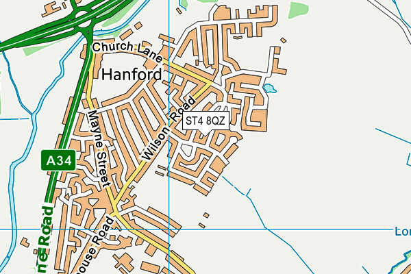 ST4 8QZ map - OS VectorMap District (Ordnance Survey)