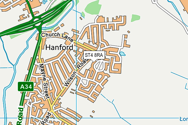 ST4 8RA map - OS VectorMap District (Ordnance Survey)