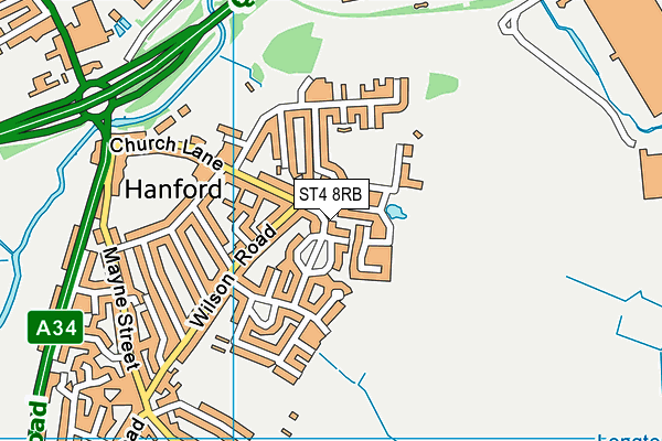 ST4 8RB map - OS VectorMap District (Ordnance Survey)