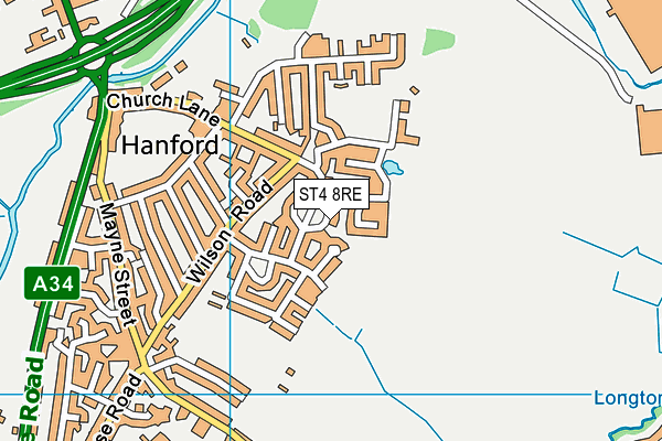ST4 8RE map - OS VectorMap District (Ordnance Survey)