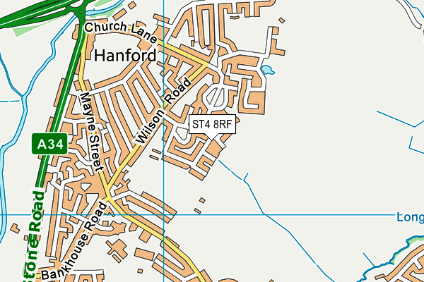 ST4 8RF map - OS VectorMap District (Ordnance Survey)