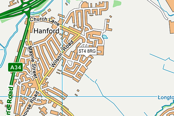 ST4 8RG map - OS VectorMap District (Ordnance Survey)