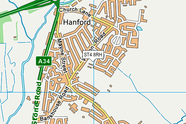 ST4 8RH map - OS VectorMap District (Ordnance Survey)