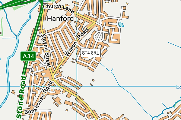 ST4 8RL map - OS VectorMap District (Ordnance Survey)